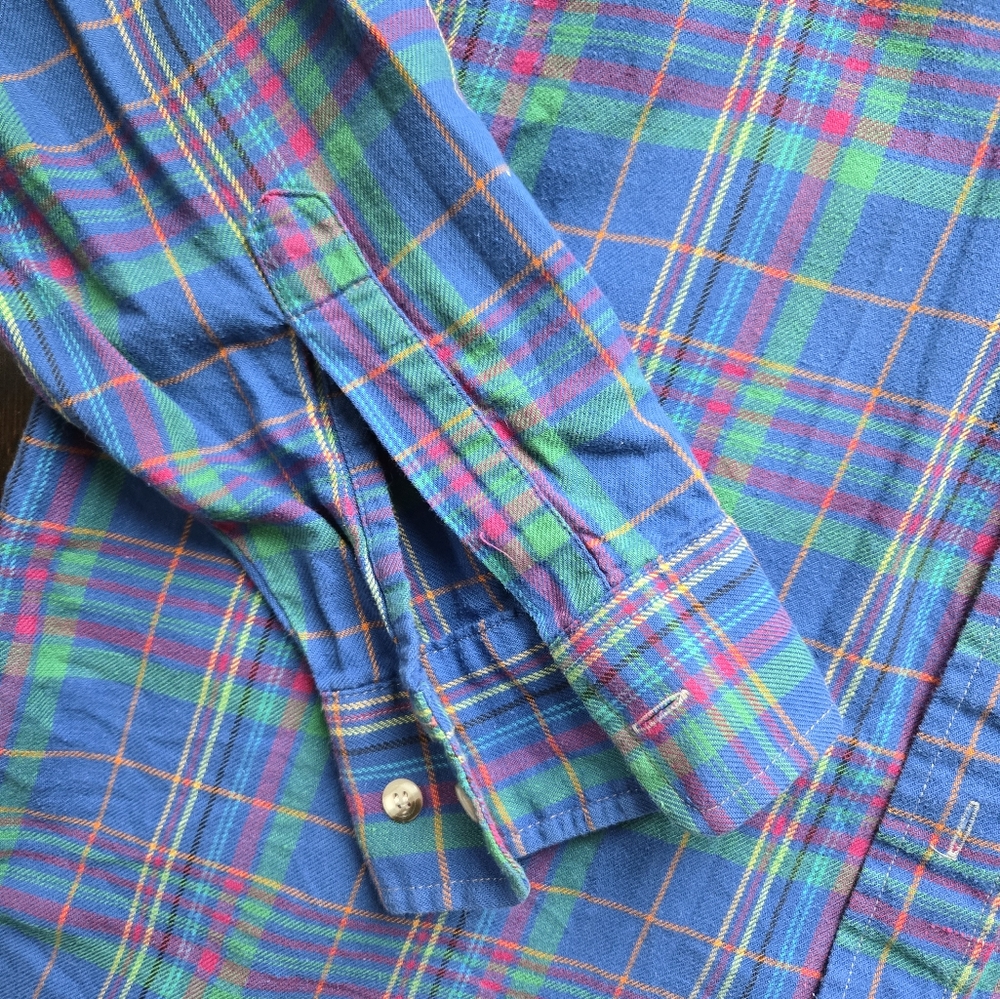 Basic Options Cotton Plaid Button Down Shirt Size… - image 5